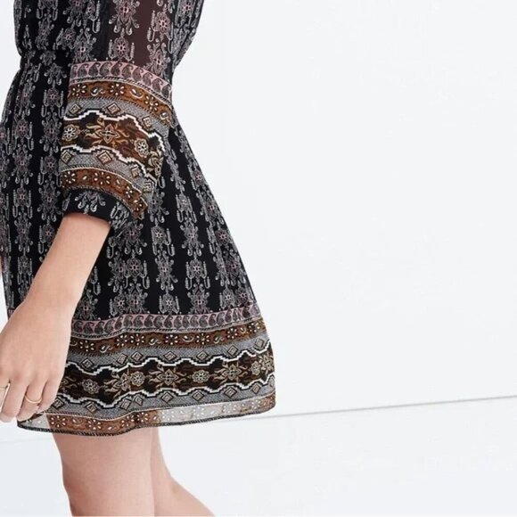 Madewell Lace Up Mini Dress in Burnished Floral  Womens Size 12 - Picture 2 of 11